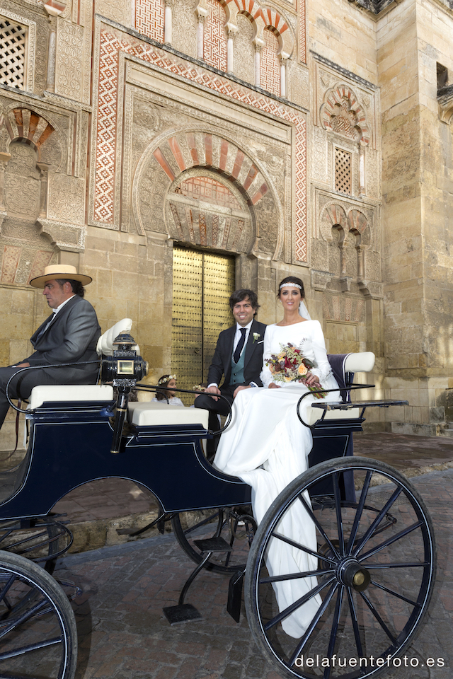 novios en coche de caballos